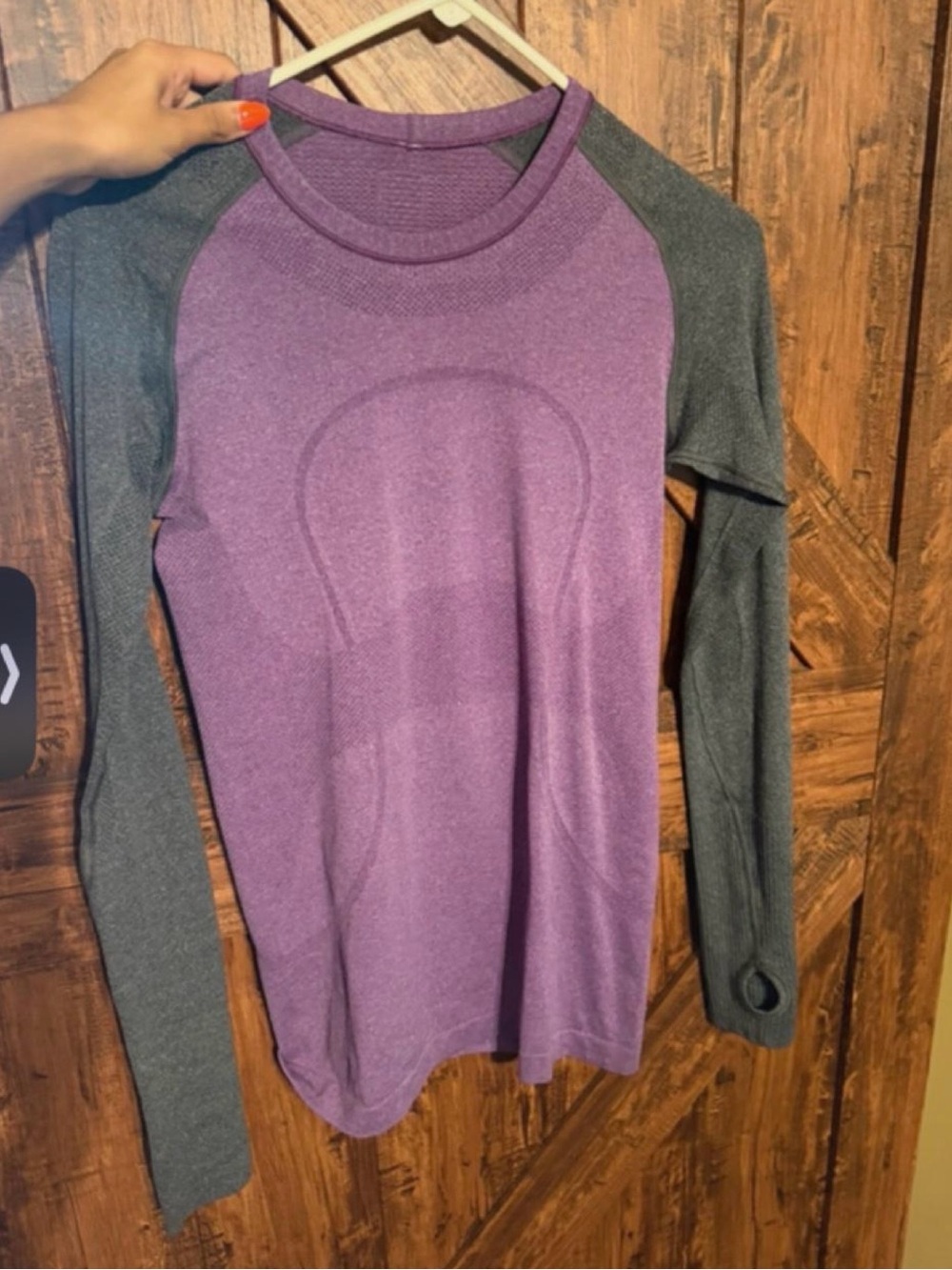 lululemon athletica Purple and Gray Long-Sleeve Seamless Top